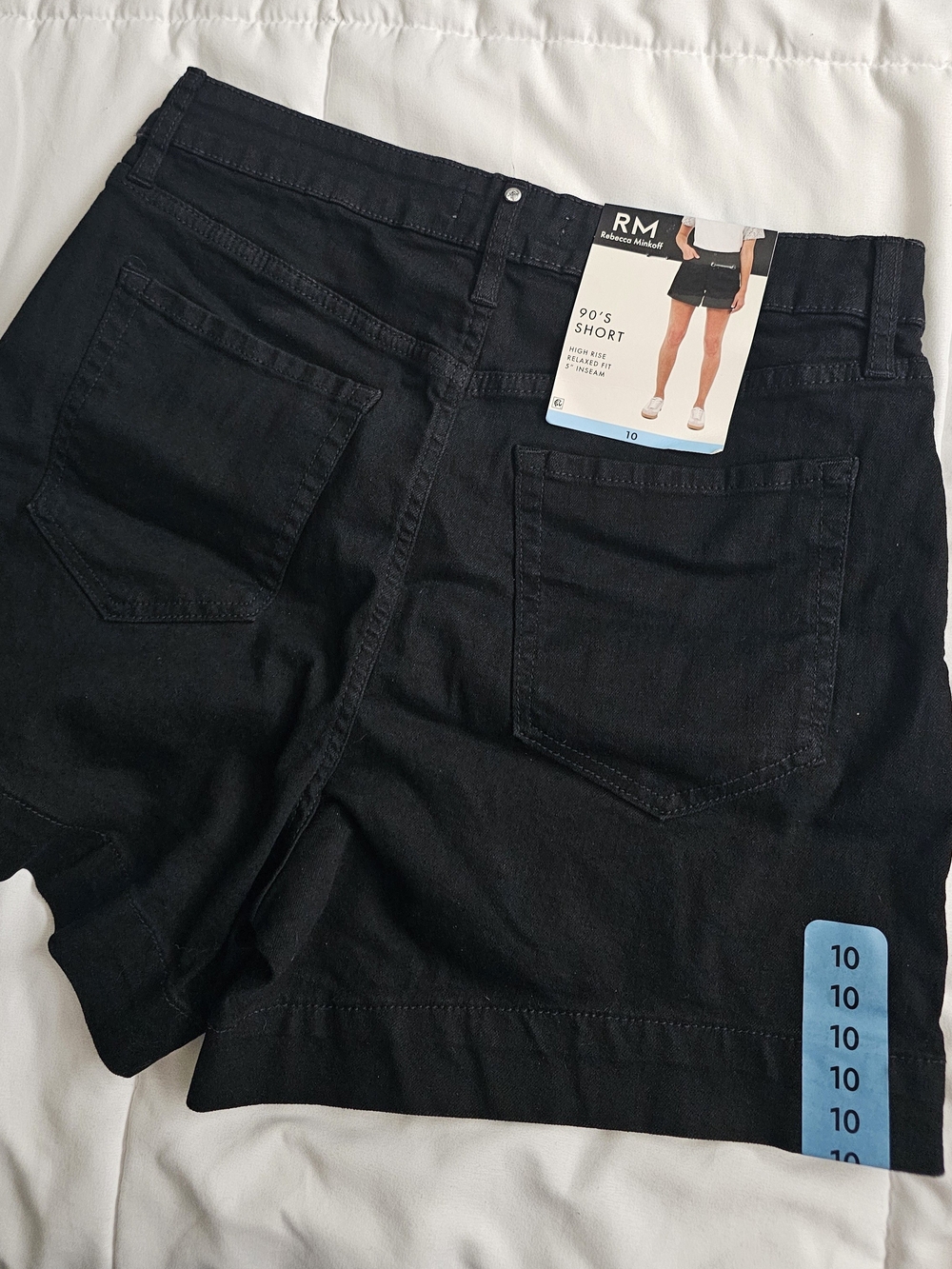 Rebecca Minkoff Black Denim High-Rise 90s Style Shorts - Picture 2 of 7